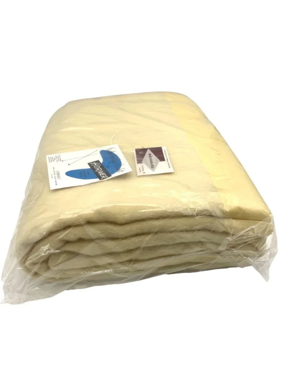 Vintage Light Yellow Satin Edge Blanket Horner 100% Virgin Wool 72